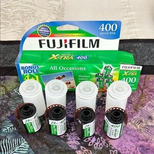 Fujifilm Superia X-TRA 400 Film - 4 unused rolls with containers.